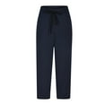 thumbnail image 5 of MIUOWANP Navy Capris for Women Plus Size Pants with Pockets Drawstring Elastic Waist Trousers Solid Straight for Summer, 5 of 7
