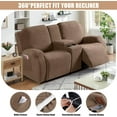 thumbnail image 4 of Recliner Loveseat Cover with Middle Console Stretch Reclining Sofa Slipcover for 2 Seat Jacquard Reclining Couch Sofa Covers Furniture Protector with Elastic Straps Bottom (Coffee), 4 of 13