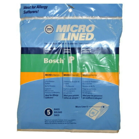 Bosch Type P BO-14010 Micro Allergen Vacuum Cleaner Bags by DVC Made in USA [ 30 Bags ]