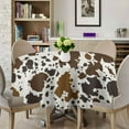 thumbnail image 3 of Rustic Cowhide Tablecloth,Western Farm Animal Theme Brown Black Cow Fur Round Table Cover for Kitchen Dining Birthday Party Holiday Buffet 60x60in, 3 of 6