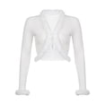 thumbnail image 3 of Aunavey Women Fluffy Long Sleeve Cardigan V Neck Knitted Cropped Sweater Faux Fur Trim Collar Cuffs, 3 of 8
