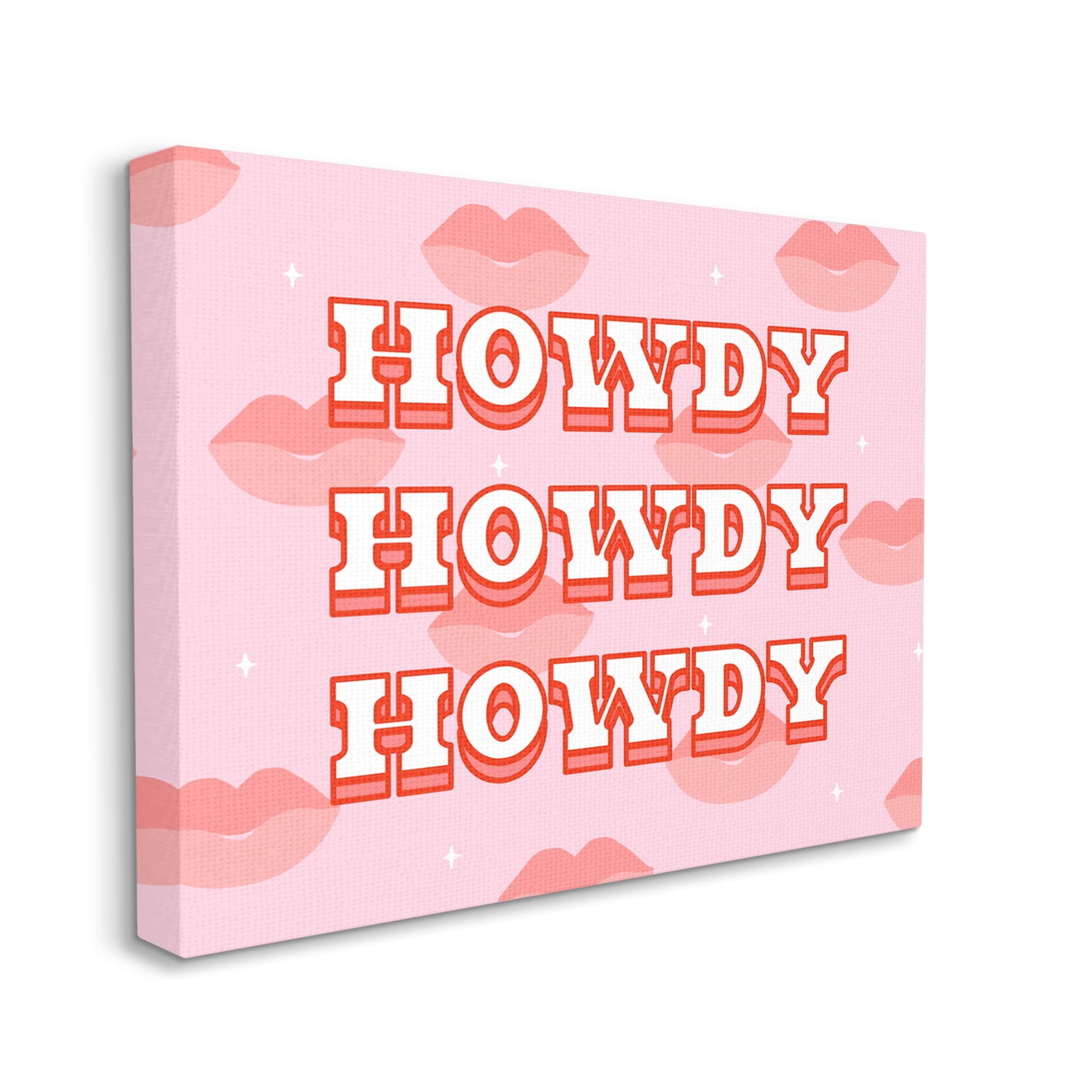 Stupell Industries Howdy Pink Southern Glam Lips Inspirational Painting Gallery Wrapped Canvas Print Wall Art