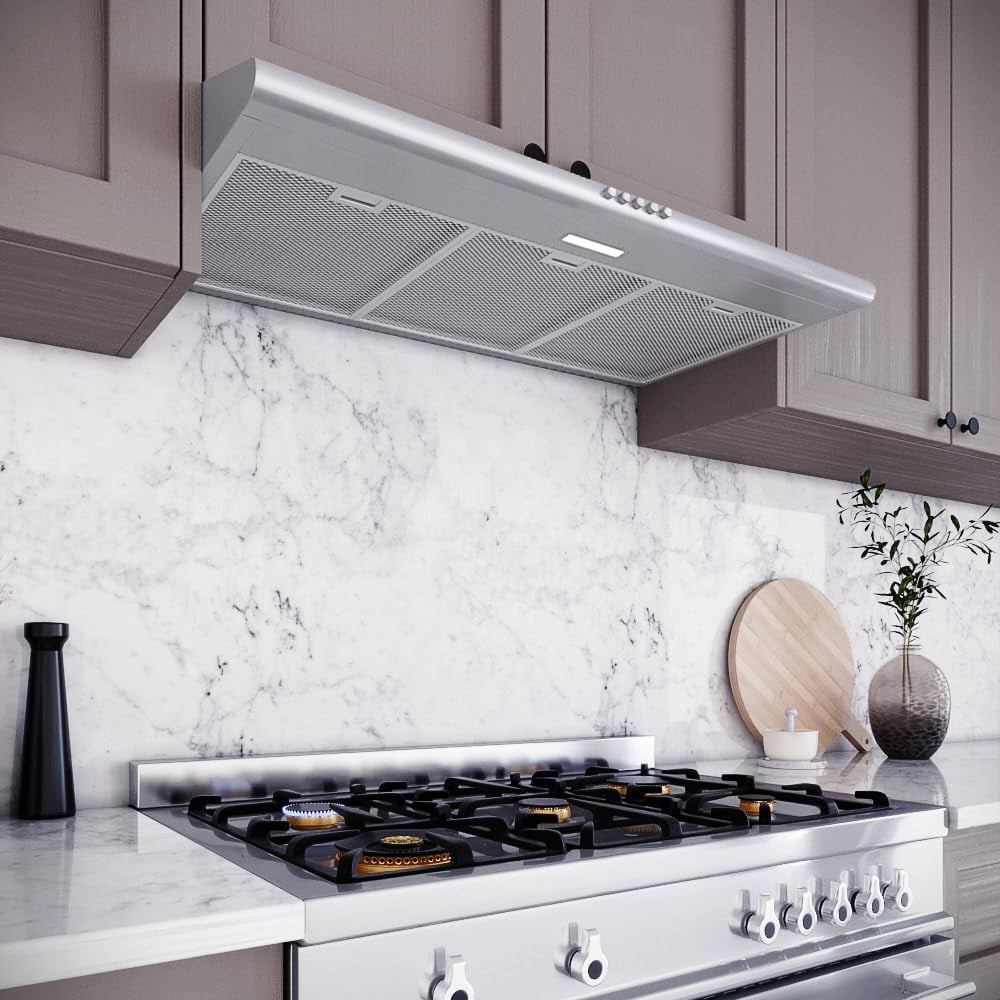 Streamline 36 in. Amendola Convertible Undermount Range Hood in Brushed Stainless Steel with Mesh Filters, Push Button Control, LED Light