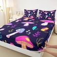 thumbnail image 3 of Homewish Multicolor Mushroom Queen Sheet Sets,Rustic Planet Flat Sheet,Purple Pink Black Queen Fitted Sheet For Girls Kids,Super Cozy Room Decor,4 Pieces, 3 of 7