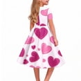 thumbnail image 4 of Afuyipoi Girls 5 - 14 Dress,V - Neck Short Sleeve Heart Print Waist - Cinched Dress Purple 11-12, 4 of 7