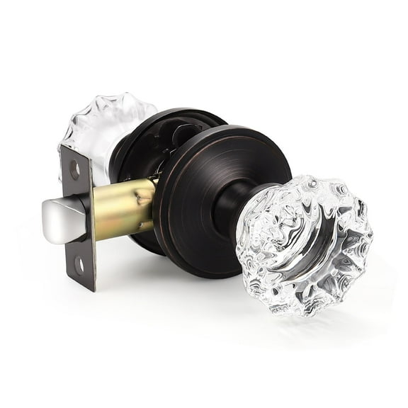 KNOBWELL Regency Fluted Glass Door Knob with Victorian Plate Rosettes in Oil Rubbed Bronze (Passage Hall/Closet) C63