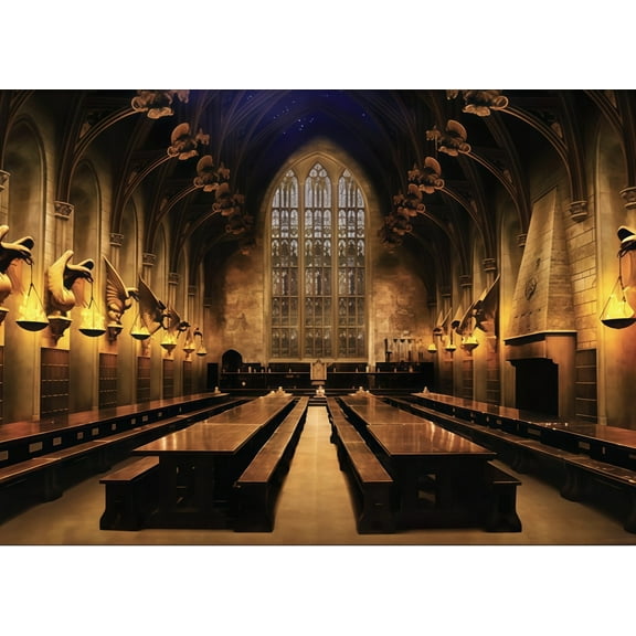 Hogwarts Great Hall Backdrop Wall Banner, Large Photo Backdrop, Party Decoration, Wizarding World Room Decor 7*5FT(82x60inch)