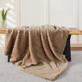 thumbnail image 4 of Home Soft Things Shaggy Wavy Faux Fur Throw Blanket with Micromink Back, Luxury Soft Cozy Plush Fluffy Fuzzy Reversible Thick Warm Throw Blanket, 50x60 inches, Light Taupe, 4 of 11