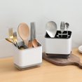 thumbnail image 3 of Utensil Holder Plastic Lightweight Flatware Caddy Cutlery Caddy with Drain Tray, 3 of 10
