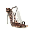 thumbnail image 1 of Women Rhinestone Open Square Toe Perspex Slingback Heel Sandal 19003, 1 of 6