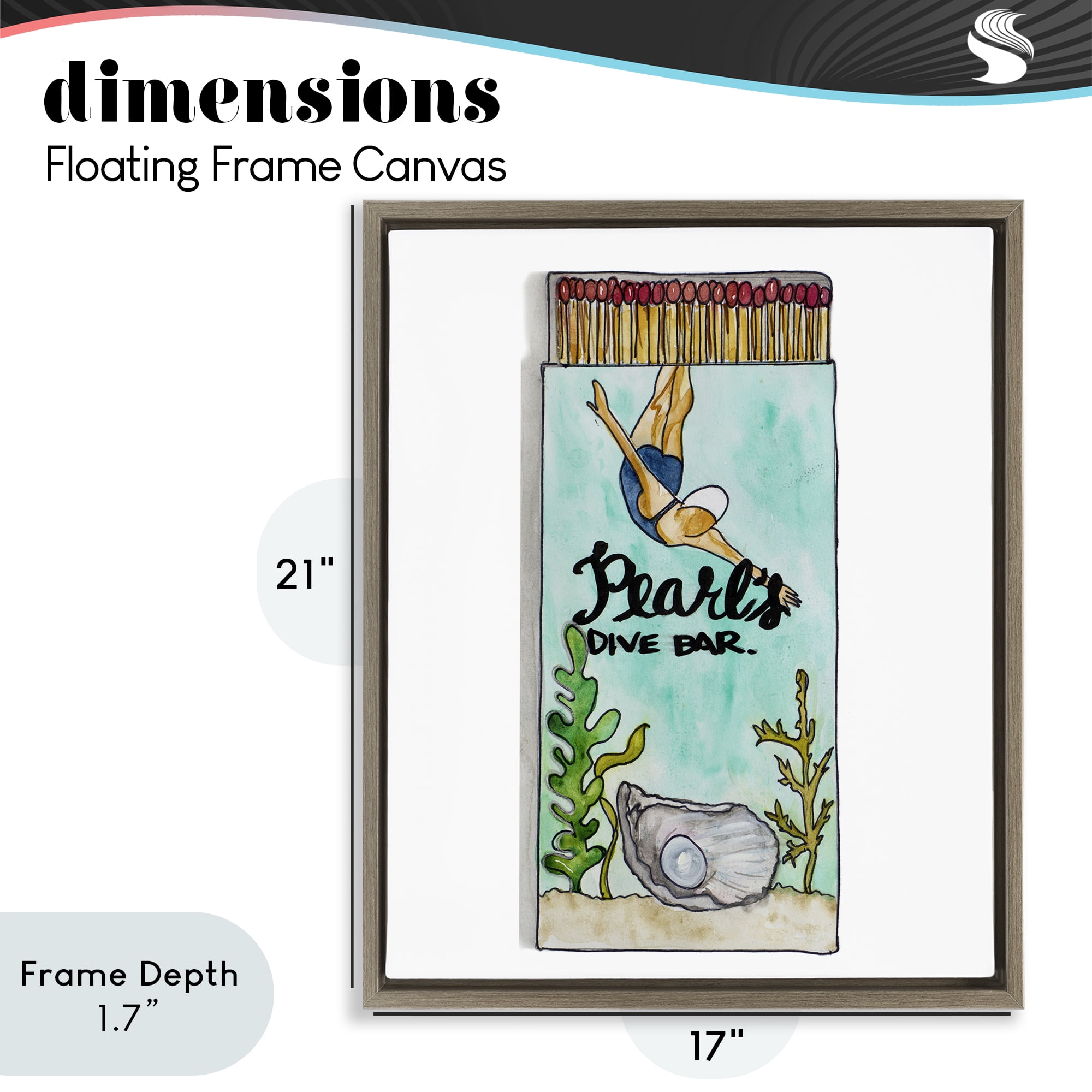 Stupell Industries Pearl Dive Matchbook Brown Framed Floater Canvas Wall Art, design by Nola James