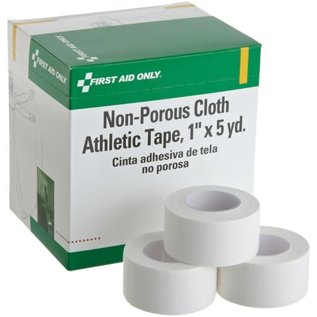 First Aid Only H638 1 X 5 Yd. Non-porous Cloth Athletic Tape Roll 10-Count Box CA1