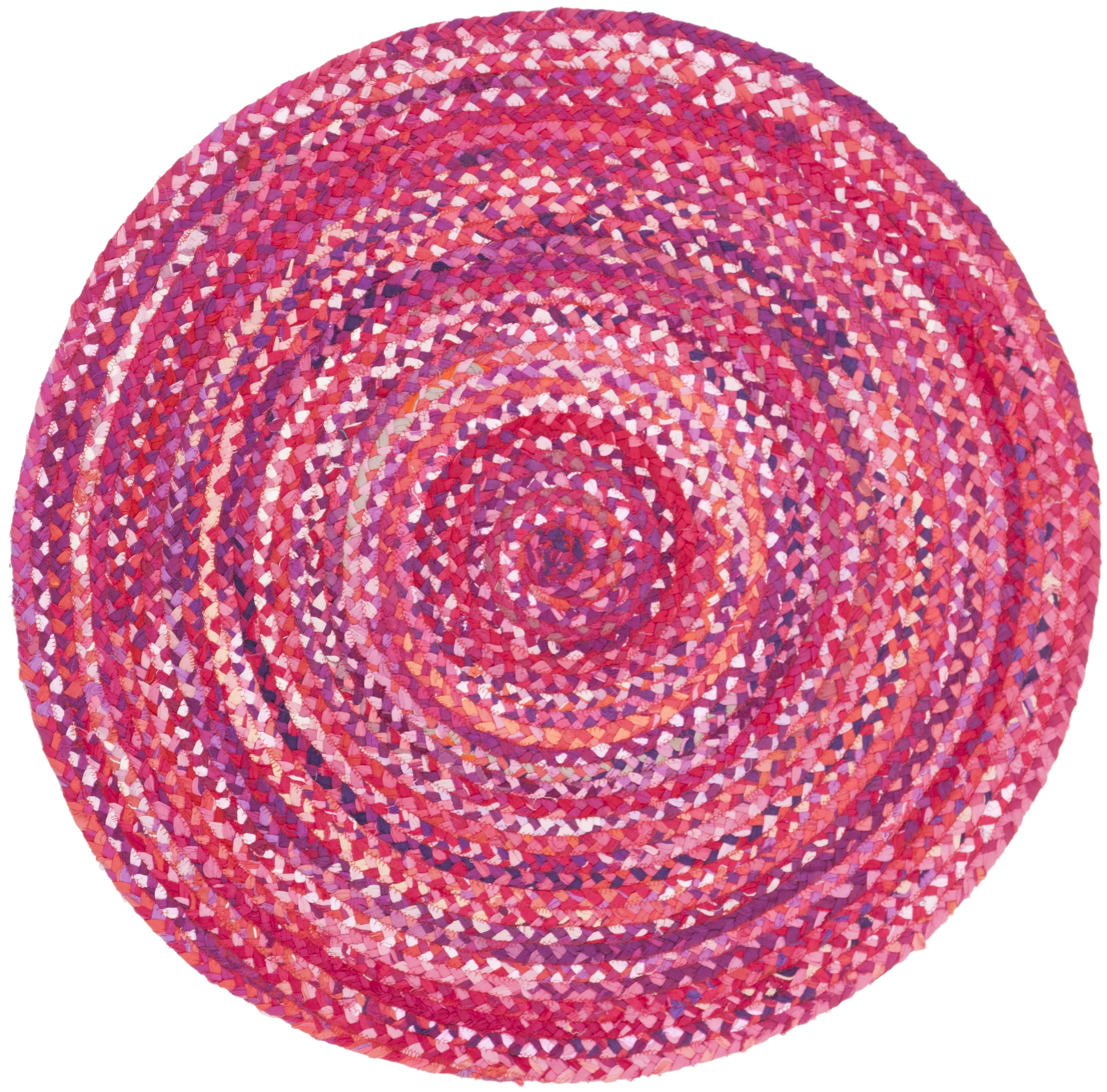 SAFAVIEH Braided Calvin Transitional Cotton Reversible Area Rug, Pink/Fuchsia, 3' x 3' Round