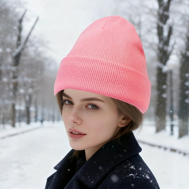 Sombrero de Lana de Poliéster Gorro de Tejido Cálido Del Pelo Protector de las Mujeres