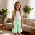 thumbnail image 7 of OGLCCG Girls Plaid Bermuda Shorts Knee Length Wide Leg Shorts with Pockets Loose Casual Elastic Waist Summer Shorts 4-14 Years, 7 of 7