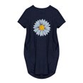 thumbnail image 4 of Pompotops Robe Mode Femme Col Rond Imprimé Fleuri Manches Courtes Robe Décontractée Ample, 4 of 4