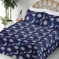 thumbnail image 3 of Ambesonne Boho Art Fitted & Flat Sheet with Shams 4 Pcs Set, Astrology Sun and Moon Art, Full, Pale Ceil Blue and Indigo, 3 of 5