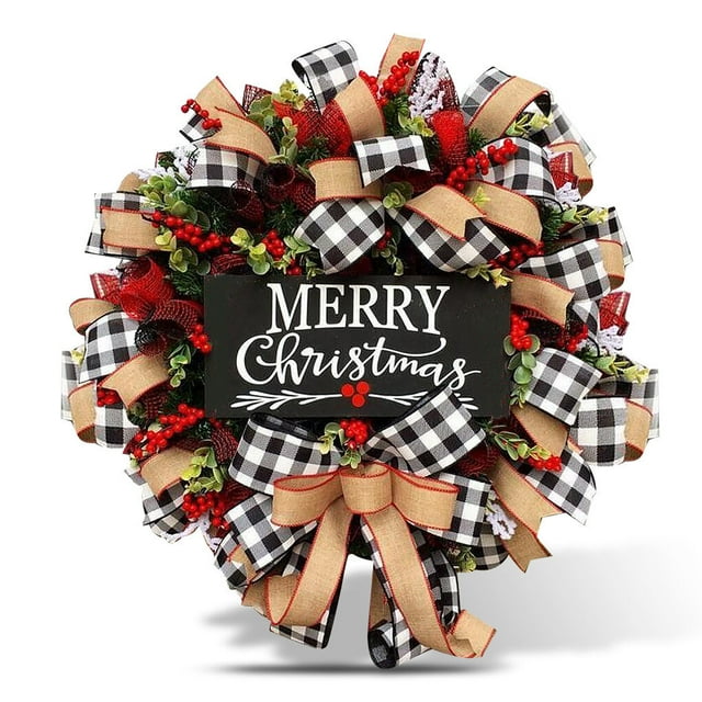 Wosthever Arreglo de de Navidad Bowknot adorno de Navidad 2022 de Navidad puerta delantera casa ventana fiesta colgante Kits de decoración para fiestas