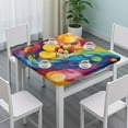 thumbnail image 3 of Colorful Abstract Pattern Square Fitted Tablecloth with Elastic Edge,Square Table Cover,Washable Elastic Table Cover for Home Kitchen Party Decor 34"x34", 3 of 6