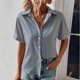 thumbnail image 2 of Camiseta de algodón de manga corta con cuello vuelto a rayas informal con estilo para mujer OAVQHLG3B Store  lin121212, 2 of 5