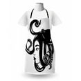 thumbnail image 3 of Sea Monster Apron, Hand Drawn Monochrome Illustration of a Lady with Octopus on Her Head, Unisex Kitchen Bib with Adjustable Neck for Cooking Gardening, Adult Size, Charcoal Grey White, by Ambesonne, 3 of 4