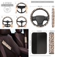 thumbnail image 4 of Yuyamidu Leopard Print Car Seat Cover Full Set with Steering Wheel Cover Seat Belt Strap Pads Cup Coasters Fashion Auto Wrist Strap Keychain Chapstick Holder Keychain 12 PCS, 4 of 6