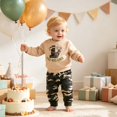 thumbnail image 6 of UAYOTSE Baby Boys 2 Piece Birthday Outfit Animal Print Sweatshirt Camo Jogger Pants Infant Set Size 6-12 Months, 6 of 7