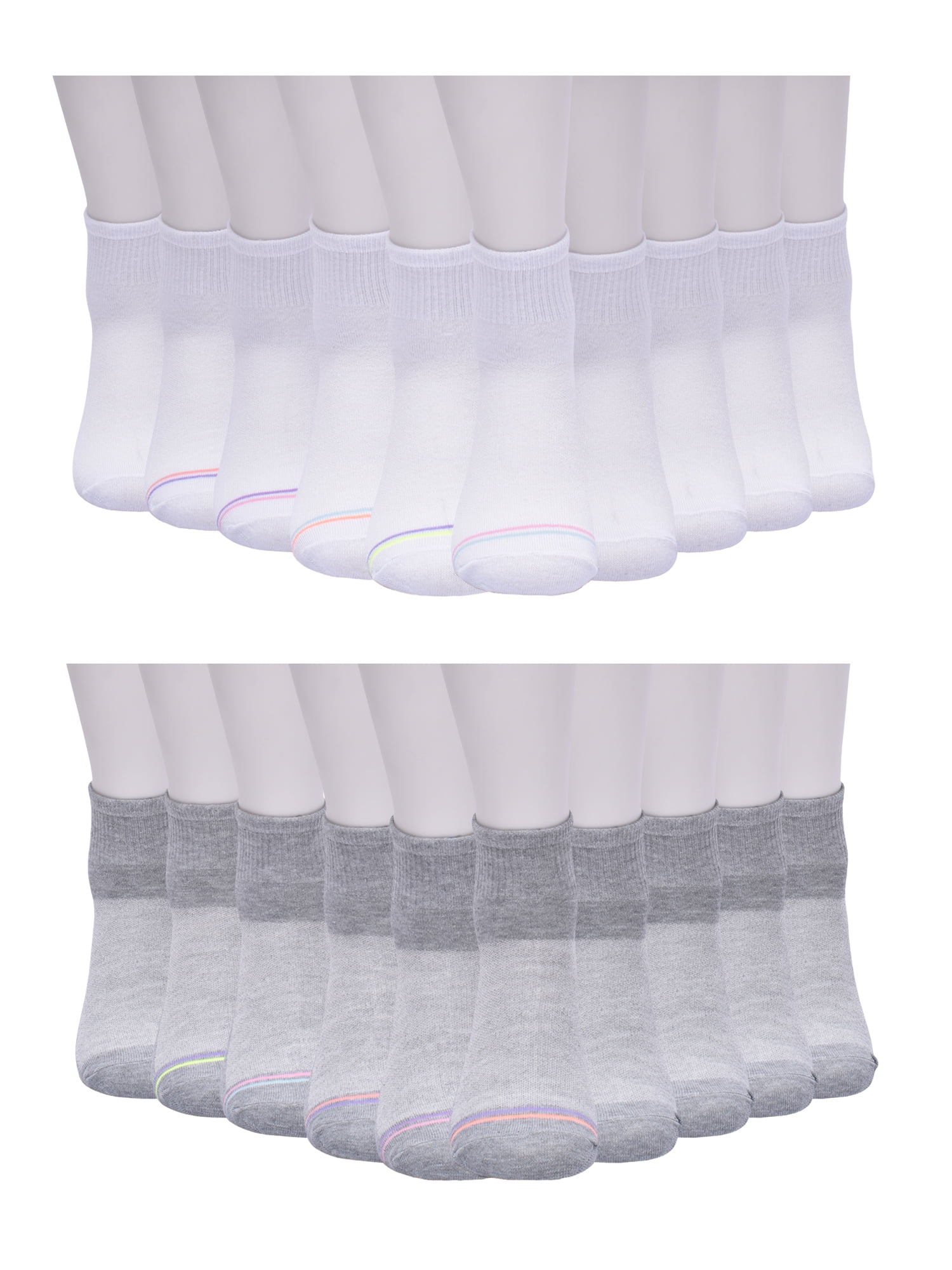 Wonder Nation Girls Ankle Sock, 20 Pack, Sizes S-L