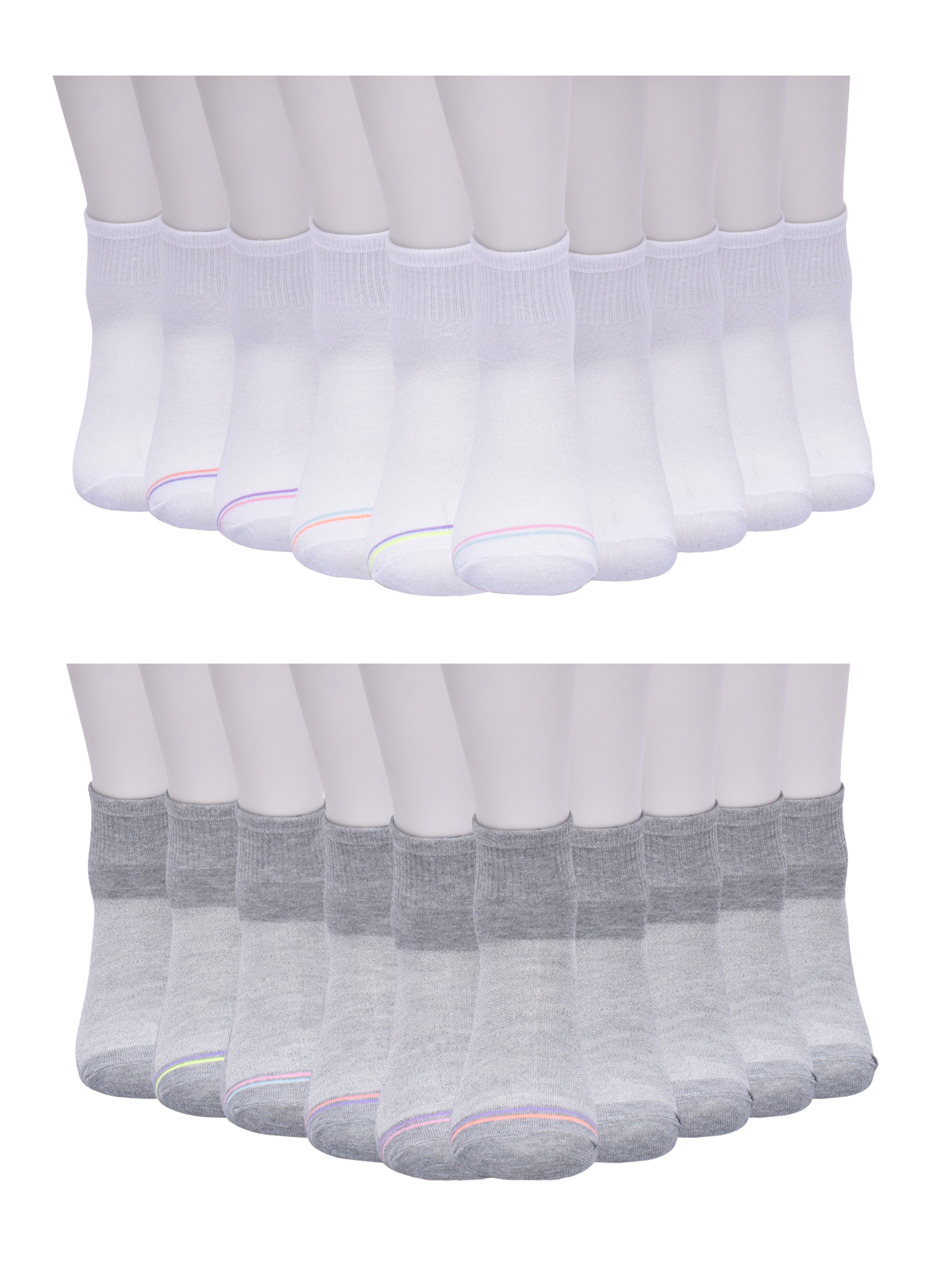 Wonder Nation Girls Ankle Socks, 20-Pack White photo 4