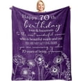 thumbnail image 1 of LHSHID 70th Birthday Gifts for Women Blanket 70th Birthday Decorations Best Gift for 70 Year Old Woman Happy Birthday Gift for Mom/Wife/Grandma/Friends Turning 70 Gift Throw Blanket 30"x40", 1 of 7