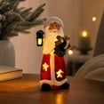 thumbnail image 4 of Fufafayo Christmas Santa Claus Figurine with Light, Lighted Resin Santa Statue, Star Cutout Light Up Santa Tabletop Ornament for Christmas Mantel Shelf Home Decor, 4 of 7