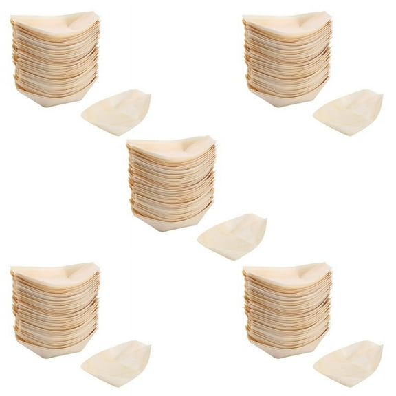 250X Finger Food - Bowls, "Boat" Biodegradable Wood 11 cm x 6.5 cm