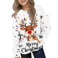 thumbnail image 2 of BaoFuBaoMei Sweatshirt for Boys Girls Long Sleeve Christmas Reindeer Cuffed Sleeve Pullover Tops with Pockets Loose Crew Neck Fall Clothes for School Daily Wear Outdoor, 2 of 7
