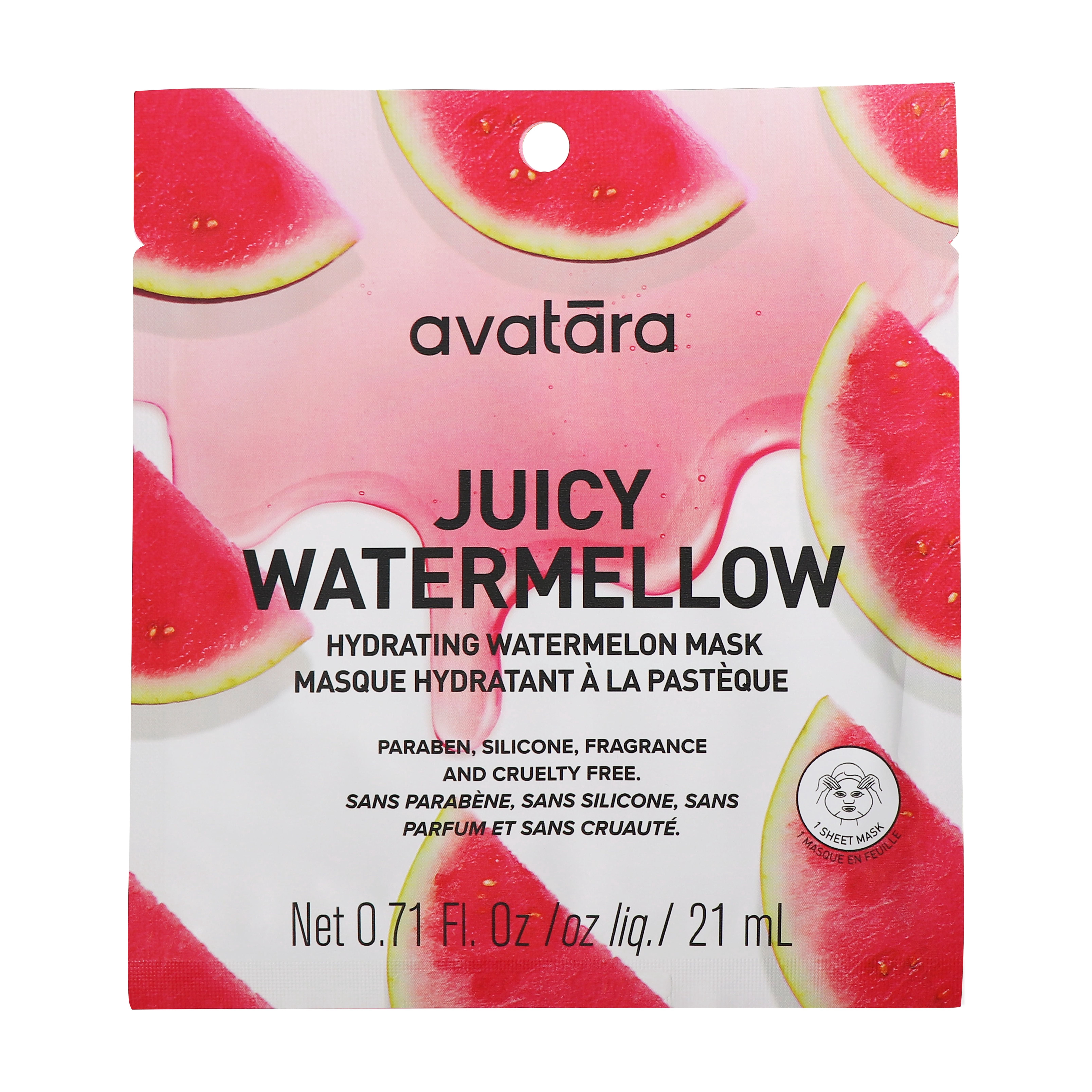 (3 pack) Avatara Juicy Watermellow Hydrating Watermelon Face Mask for All Skin Types, 1 Sheet Mask