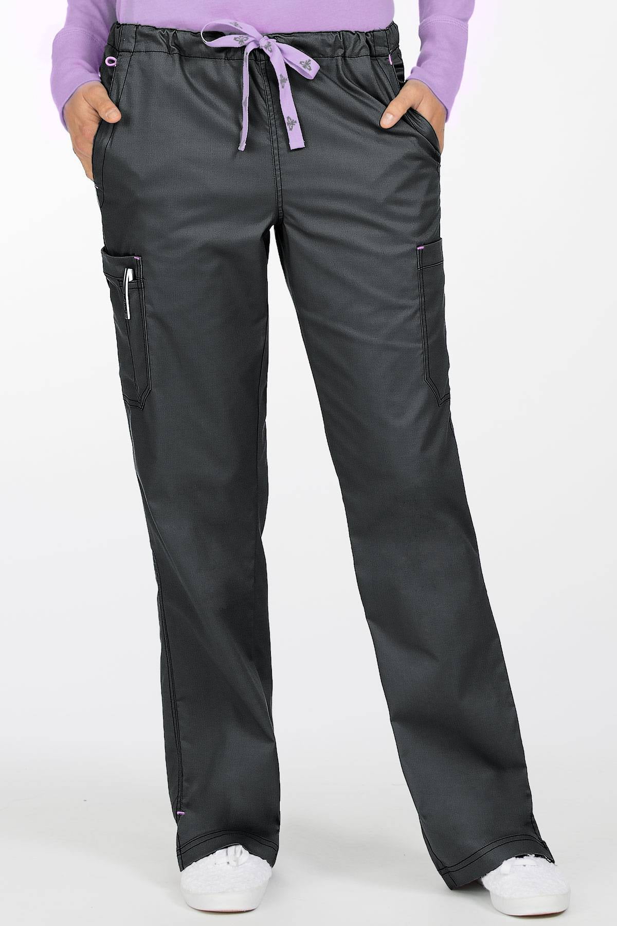 MC2 by Med Couture Women's "Layla" 8741 Cargo Scrub PantPewterLarge