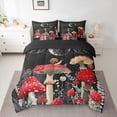 thumbnail image 2 of jejeloiu Red Mushroom 7pcs Bedding Comforter Set,Rustic Fungus Plants Queen Bedding Sets,White Flowers Daisy Queen Sheet Sets For Girls Kids,Ultra Soft Home Decor Reversible, 2 of 8