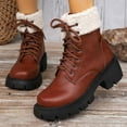 thumbnail image 1 of LSLJS Women's Trade Oversized Thick Sole Lace-up Light Fleece Round Toe Mid-leg Knight Boots, 1 of 9