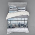 thumbnail image 1 of Ambesonne City Bedding Set 4 Pcs, Big Window Downtown View, Queen, Grey White, 1 of 3