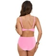 thumbnail image 5 of vigerkar Women's High Waisted Bikini Set Push Up V Neck Ruched Bottom Stylish Two Piece Swimsuit Bathing Suit (Pink, S), 5 of 9