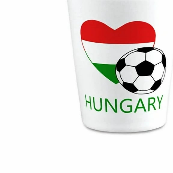 Ceramic Shot Glasses Love Soccer Heart Hungary Style 2 Euro Cup 2 Oz