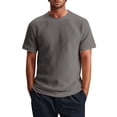 thumbnail image 1 of Camiseta de manga corta de punto para hombre - Color liso, diseño acanalado, deportiva informal - S-XXL, 1 of 6
