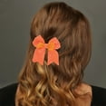 thumbnail image 2 of Unique Bargains 1 Pc Duckbill Clip Halloween Bow Double-layer Hair Clip for Women Orange, 2 of 5