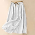 thumbnail image 2 of IROINNID Summer Casual Women's Skirt,Mid-length Elastic Waist Loose Skirt,Soft Breathable Floral Linen Skirt,Everyday Daily Wear for Ladies, 2 of 8