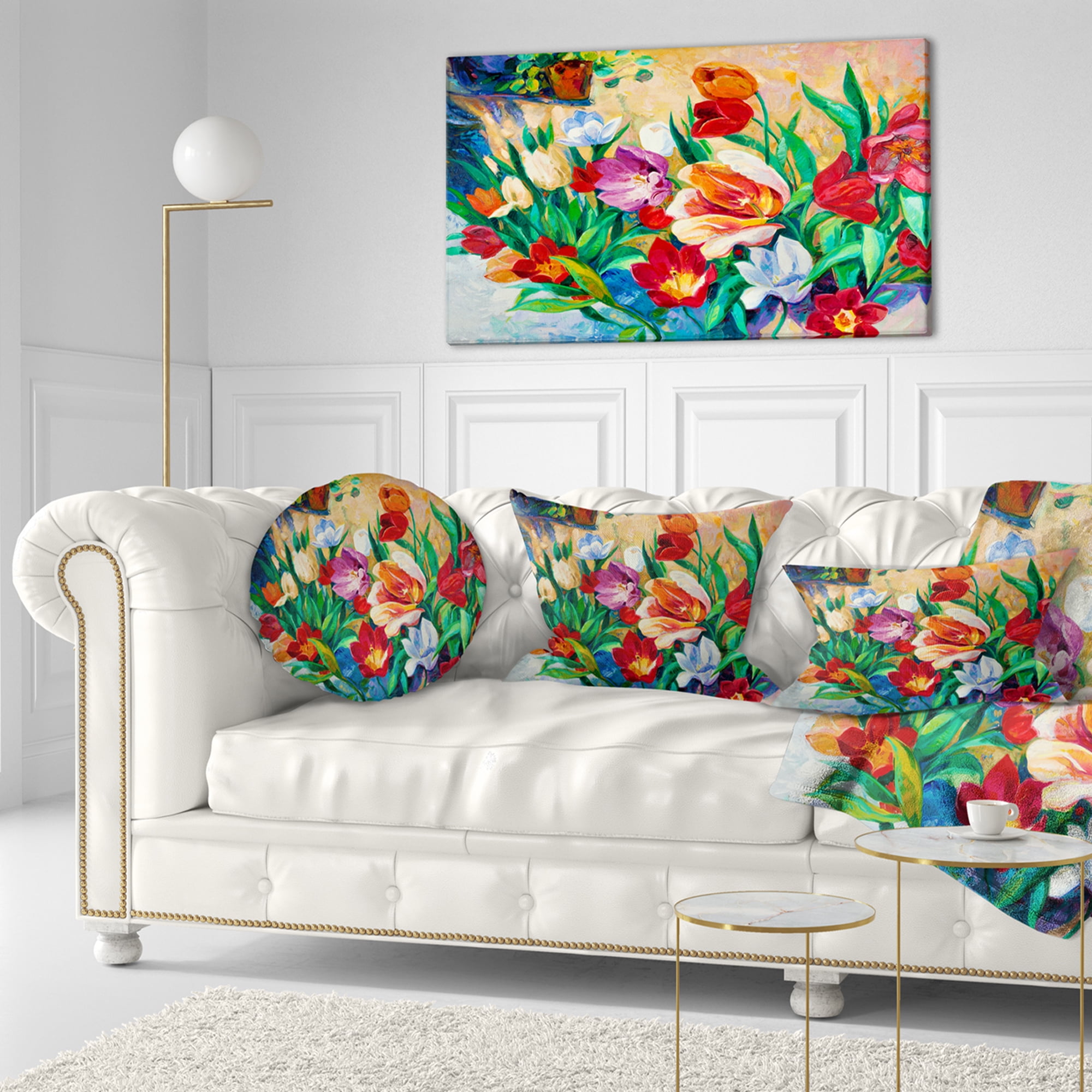 Designart Bouquet of Colorful Flowers - Floral Throw Pillow - 12x20