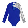 thumbnail image 6 of iiniim Kids Girls Metallic Long Sleeve Dance Leotards Sparkly Gymnastics Ballet Dancing Athletic Workout Sportwear A Royal Blue 14, 6 of 7