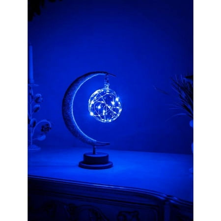 

Table Lamp LED Ball Table Lamp Modern Bedside Lamp Iron Art Crescent Moon Hemp Rope Wrought Night Light for Bedroom Living Room and Office Bar Decor Kids Gift