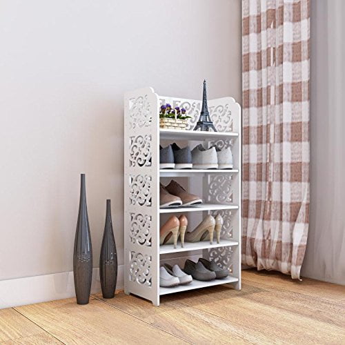 Zimtown 5 Tier Wood Plastic Shelf Unit Storage Organizer Shelf Bookcase Display Rack White Walmart Com Walmart Com