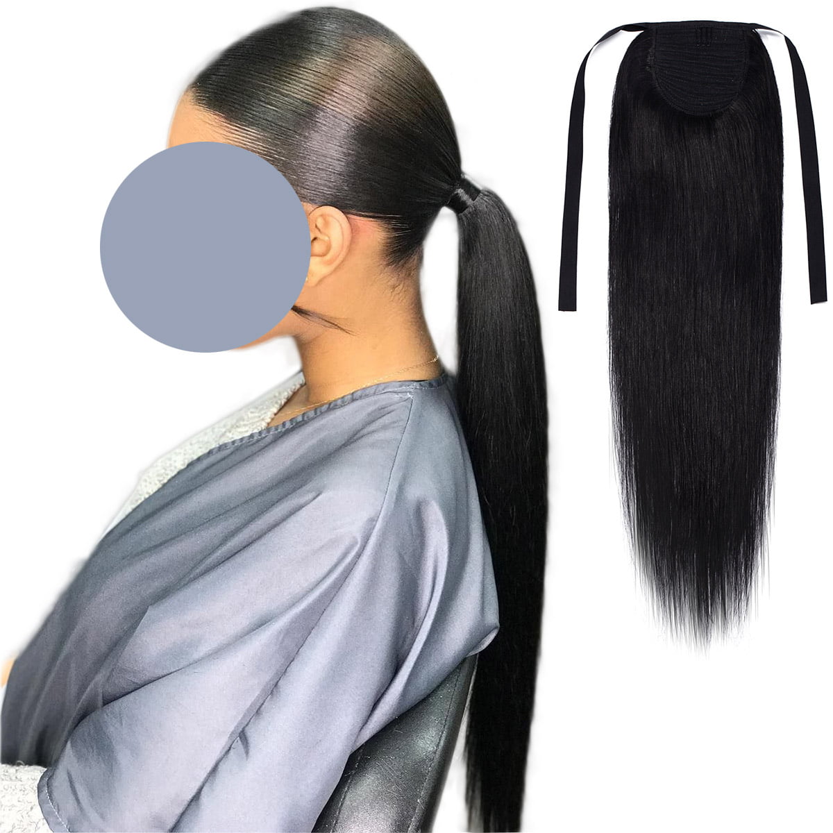 S-noilite Human Hair Ponytail Extension Wrap 100% Remy Hair Long Straight  Silky Soft - Walmart.com