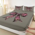 thumbnail image 3 of Homewish Kawaii Bow Tie Queen Sheet Sets,Retro Bowknot Ribbon Flat Sheet,Pink Black Green Queen Fitted Sheet For Girls Kids,Luxury Bedroom Decor,4-Piece, 3 of 7