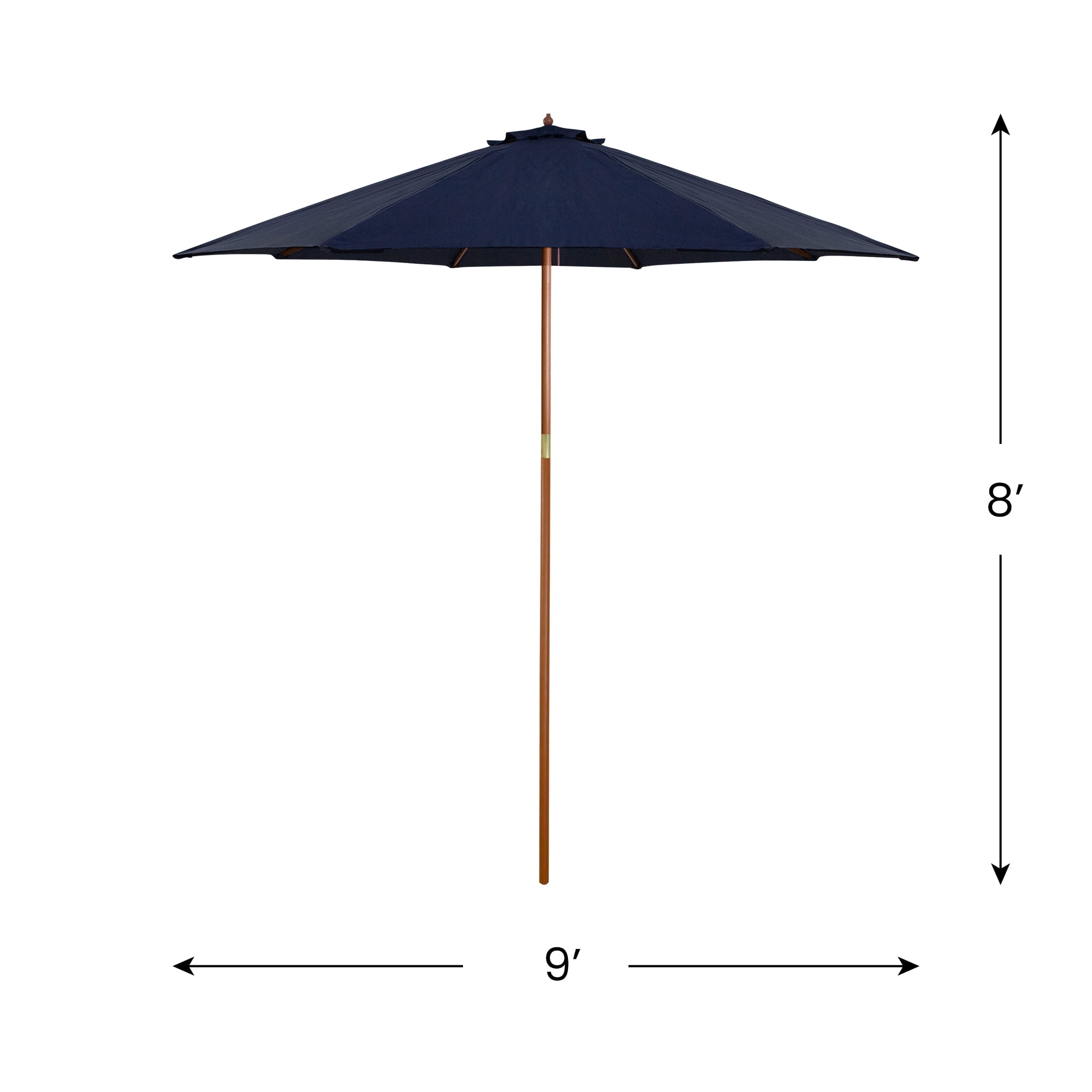 Northlight 9ft Outdoor Patio Market Umbrella with Wooden Pole, Navy Blue